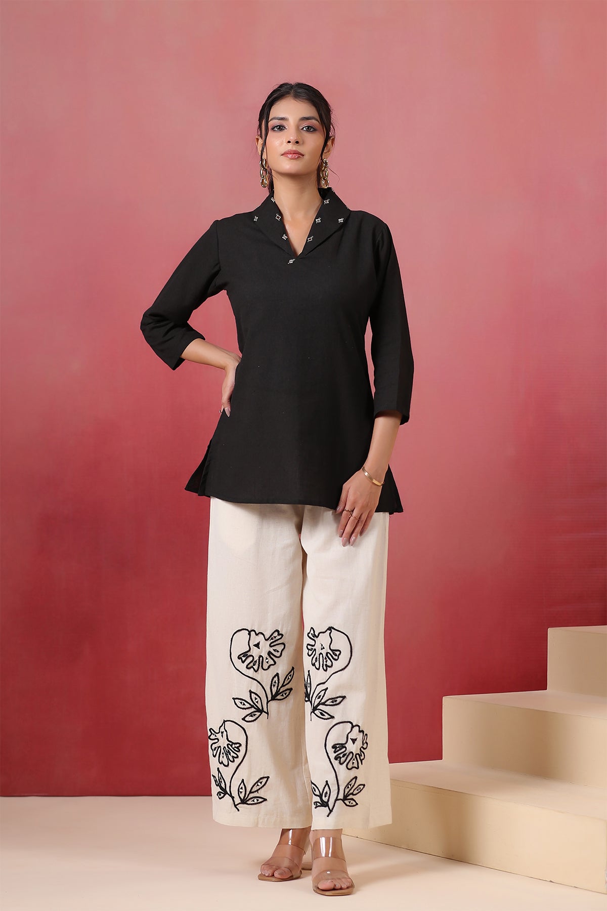 Black Cotton Flex Co-ord Set