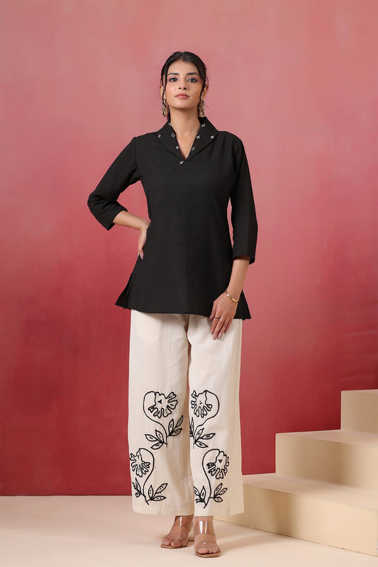 Black Cotton Flex Co-ord Set