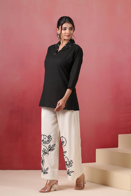 Black Cotton Flex Co-ord Set