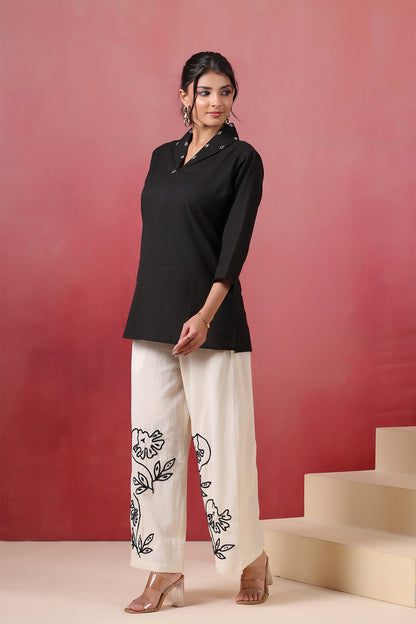 Black Cotton Flex Co-ord Set