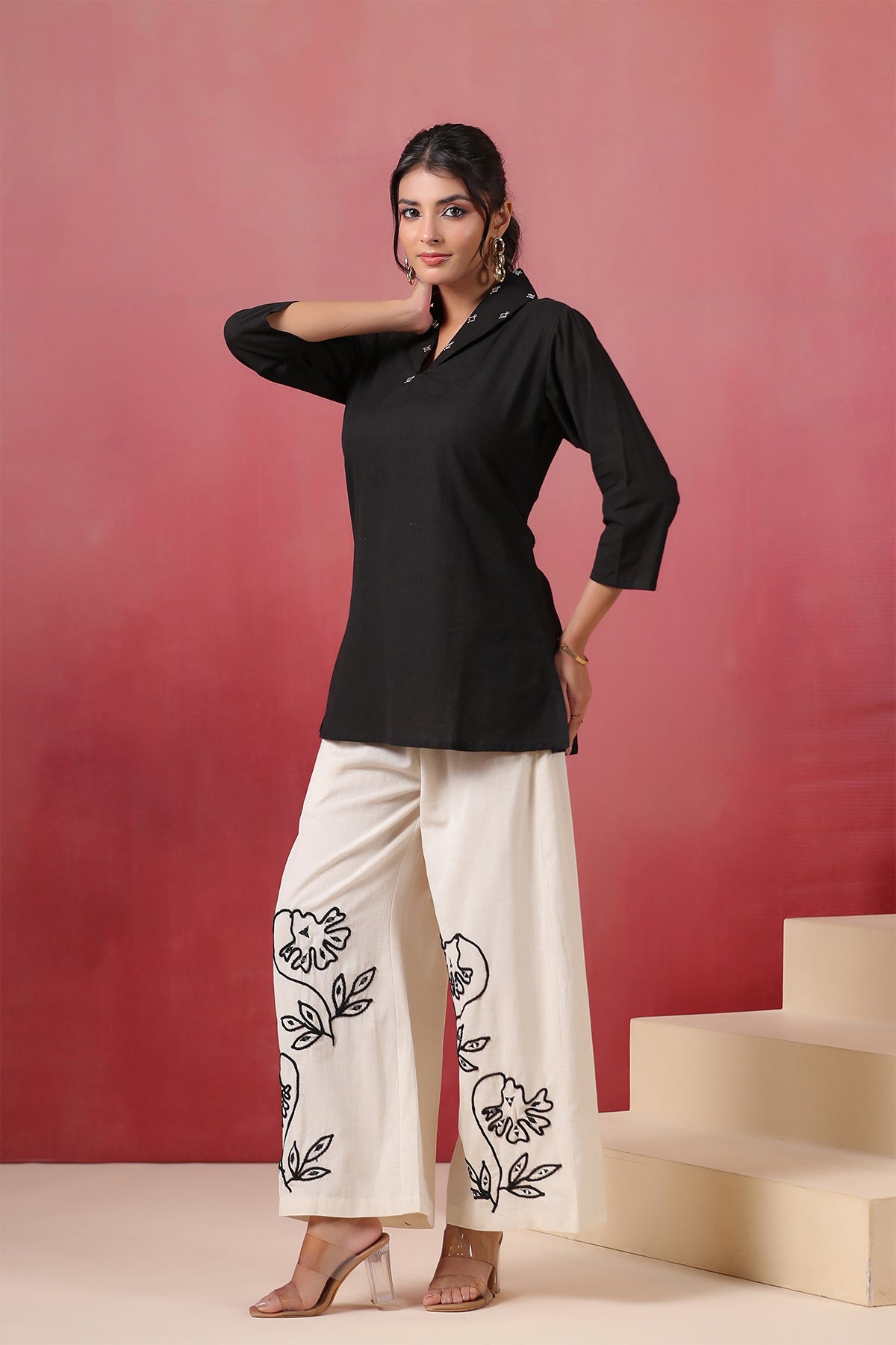 Black Cotton Flex Co-ord Set