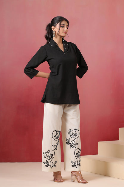 Black Cotton Flex Co-ord Set