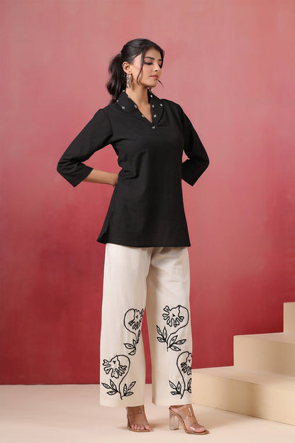 Black Cotton Flex Co-ord Set