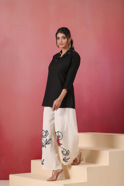 Black Cotton Flex Co-ord Set