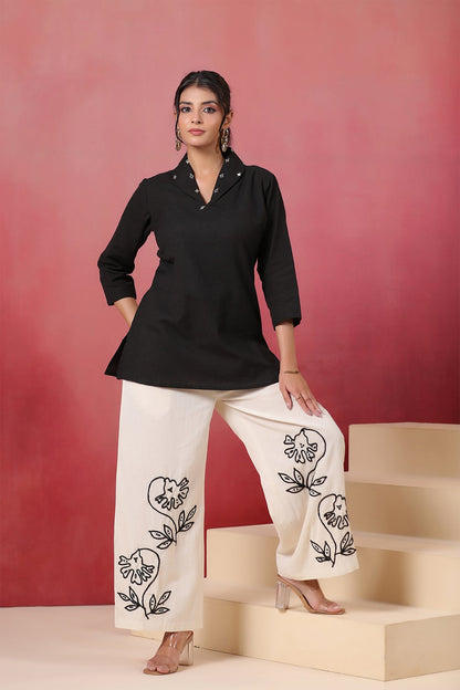 Black Cotton Flex Co-ord Set