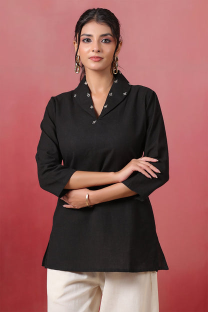 Black Cotton Flex Co-ord Set