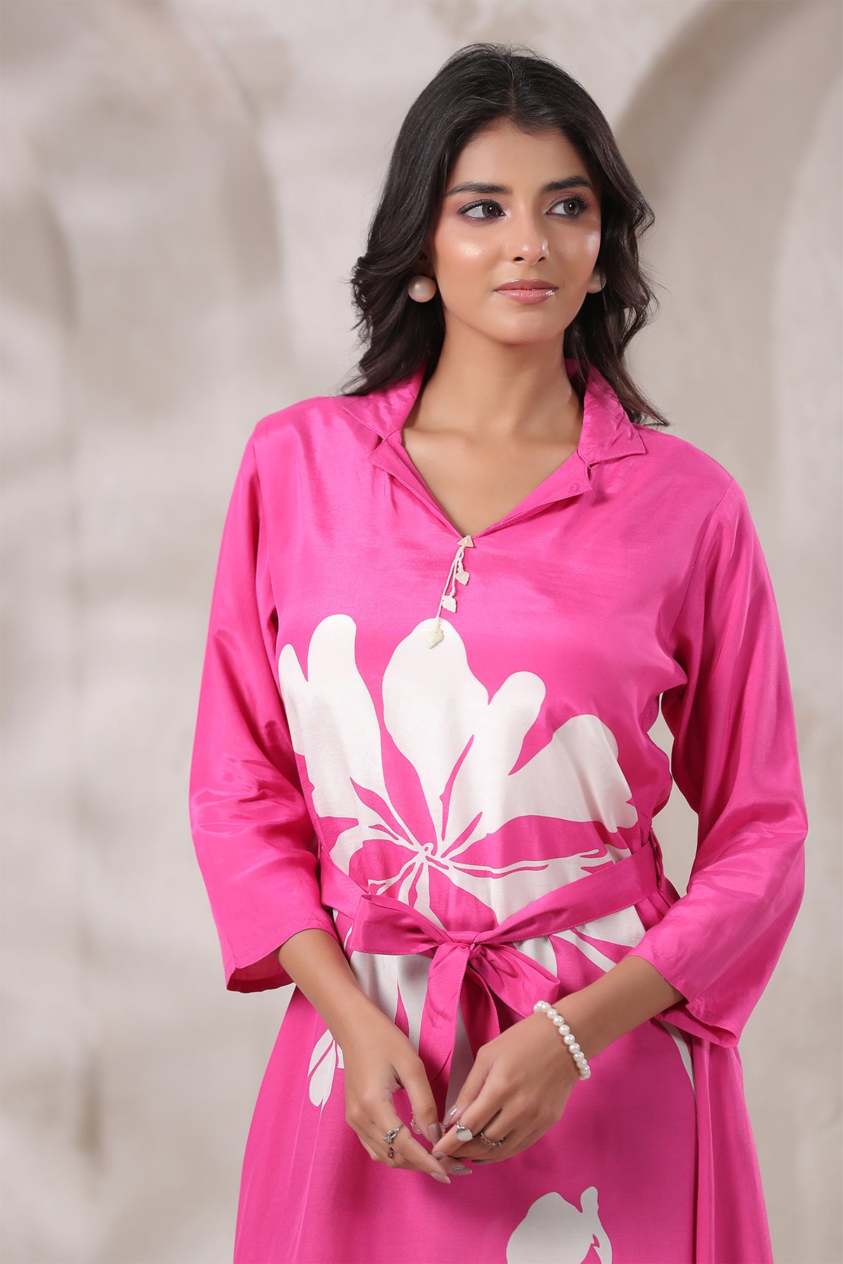 Pink Russian Silk Midi Dress