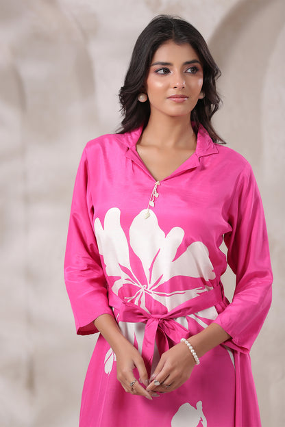 Pink Russian Silk Midi Dress