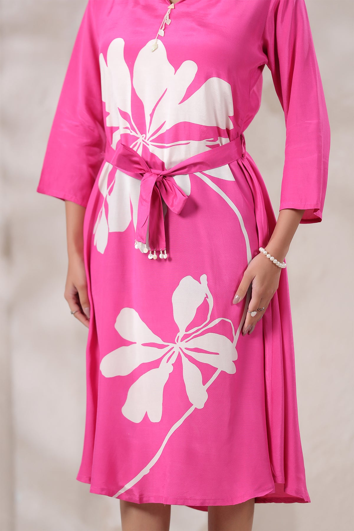 Pink Russian Silk Midi Dress