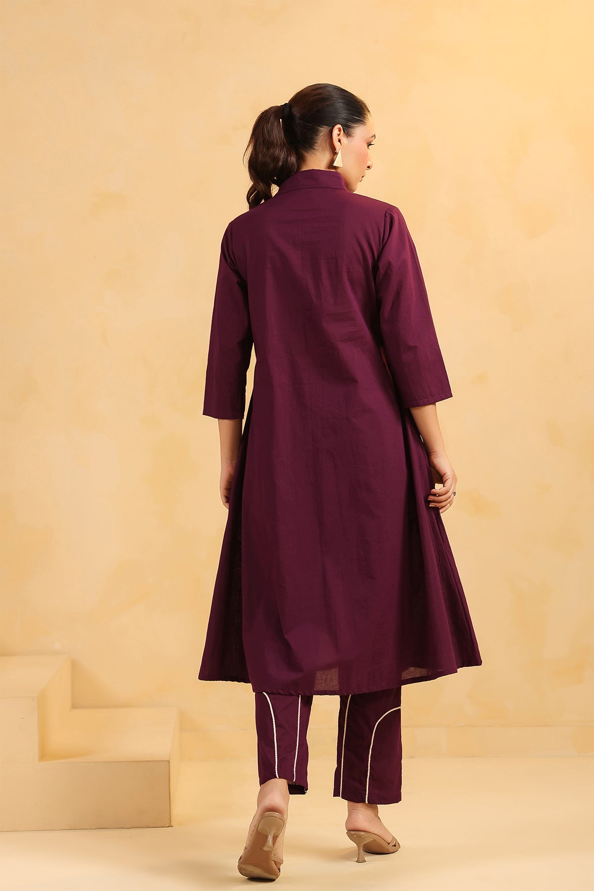 Purple Cotton Kurta Set