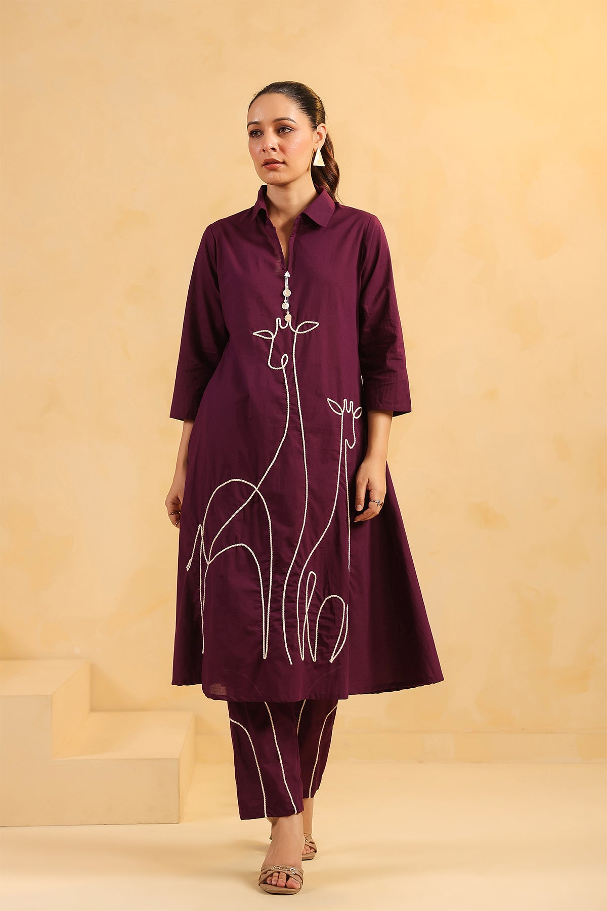 Purple Cotton Kurta Set