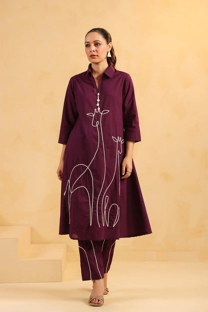 Purple Cotton Kurta Set
