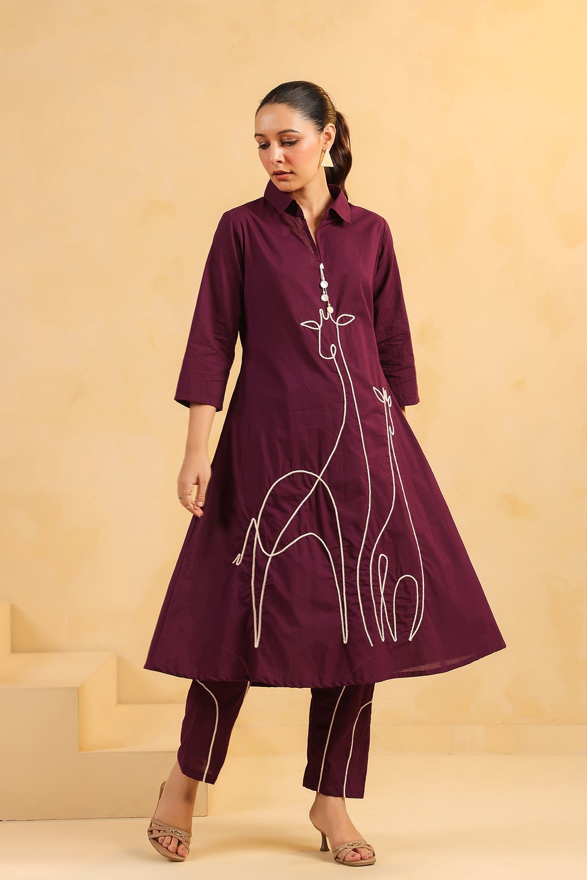 Purple Cotton Kurta Set