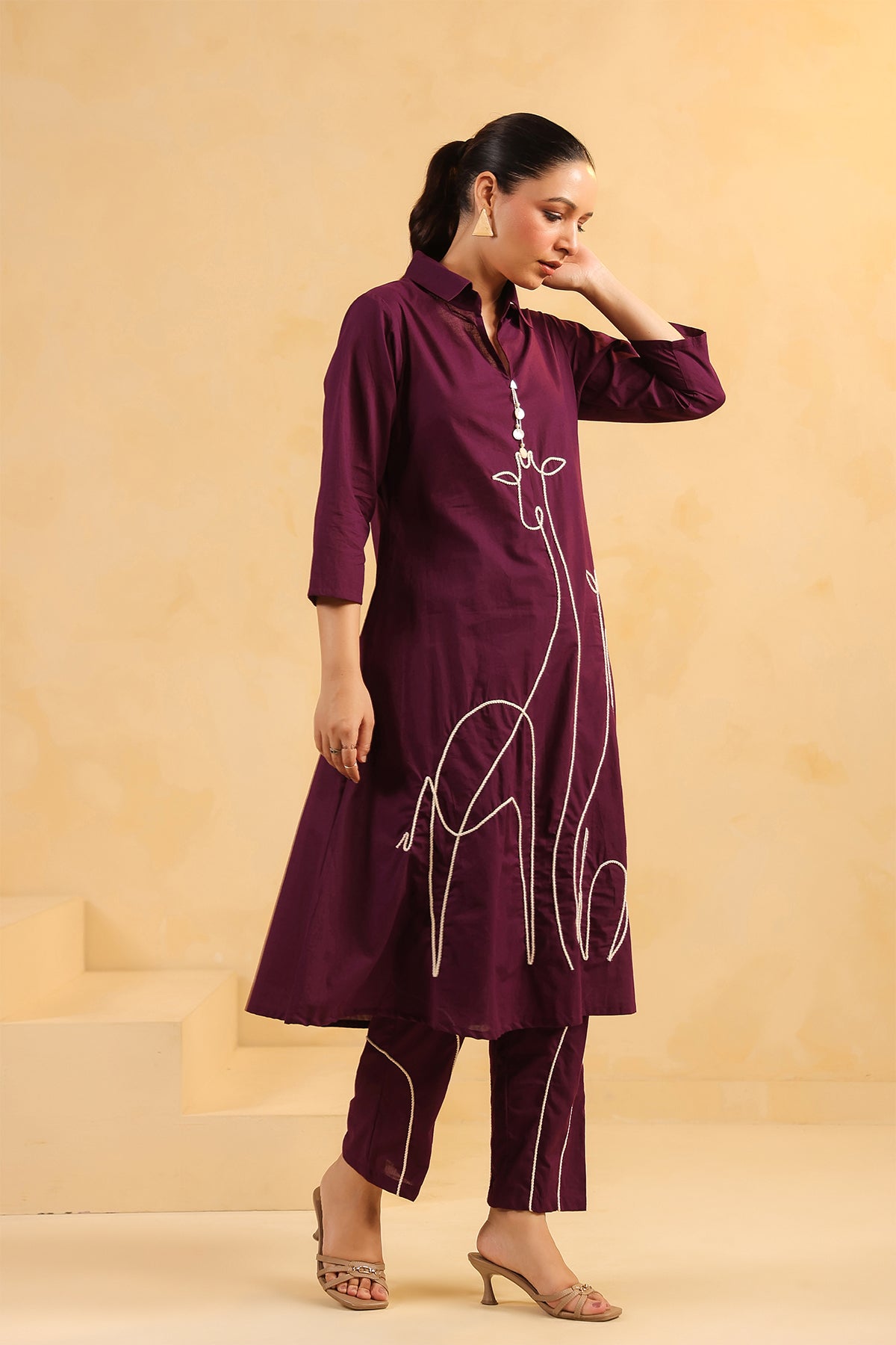 Purple Cotton Kurta Set