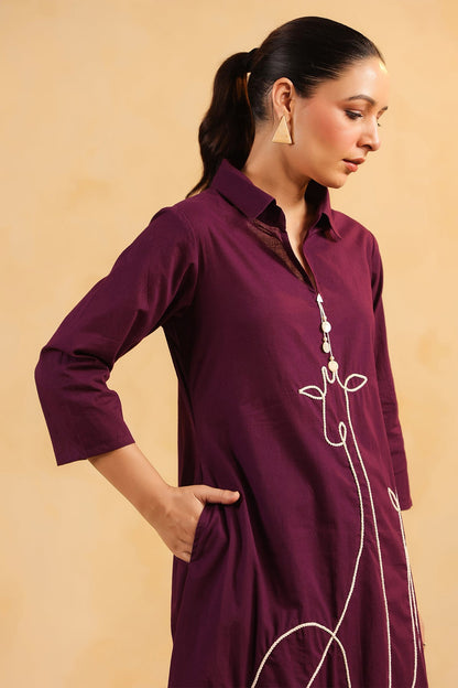 Purple Cotton Kurta Set