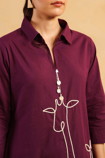Purple Cotton Kurta Set