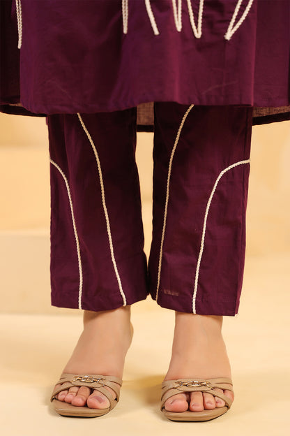Purple Cotton Kurta Set