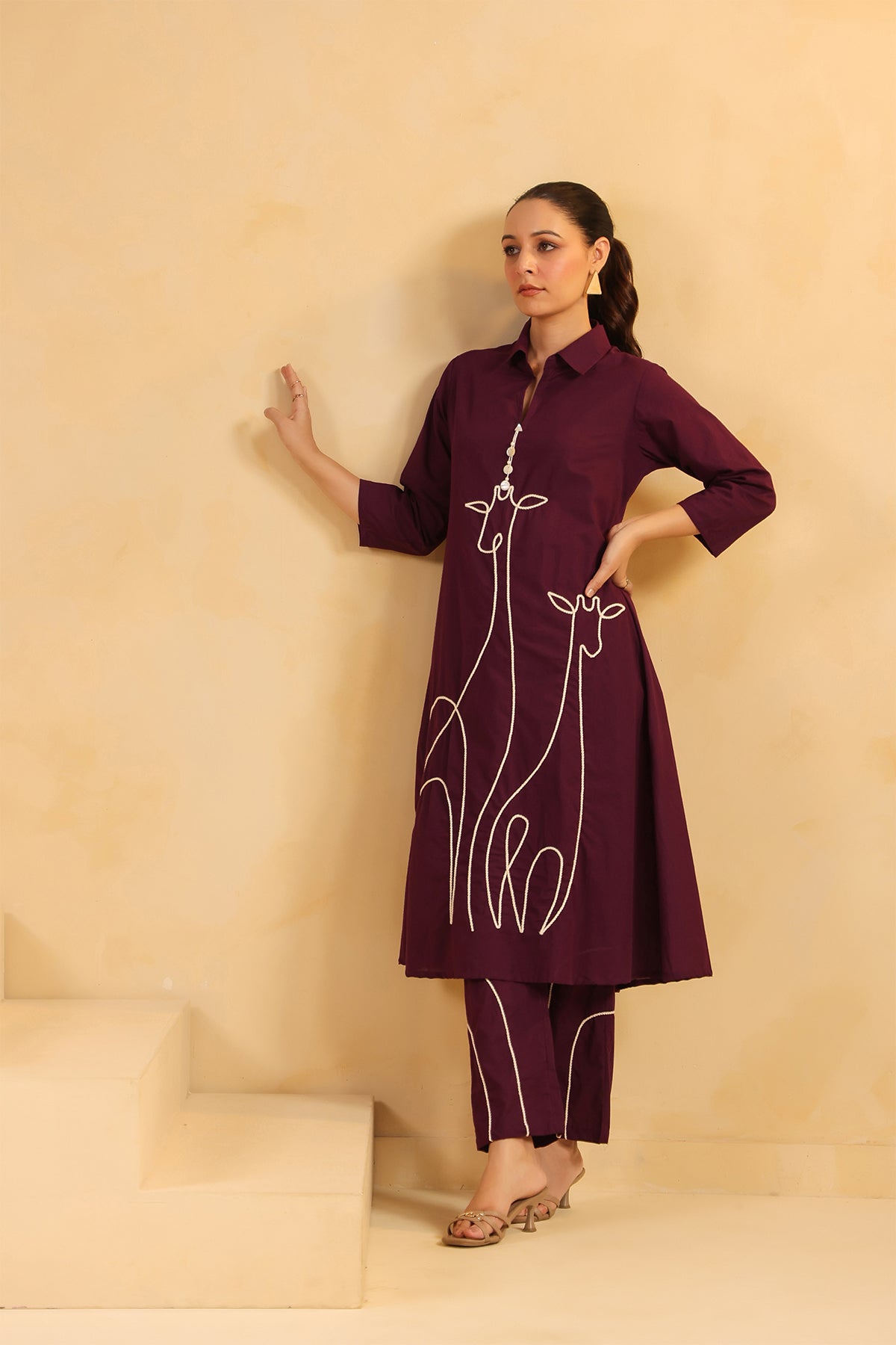 Purple Cotton Kurta Set