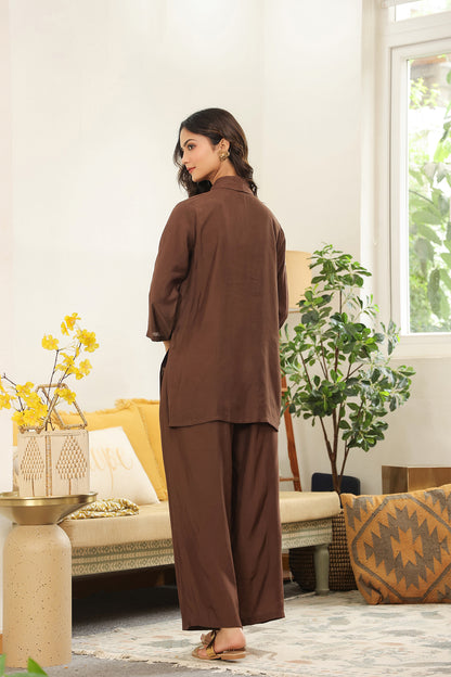 Brown Muslin Co-Ord Set