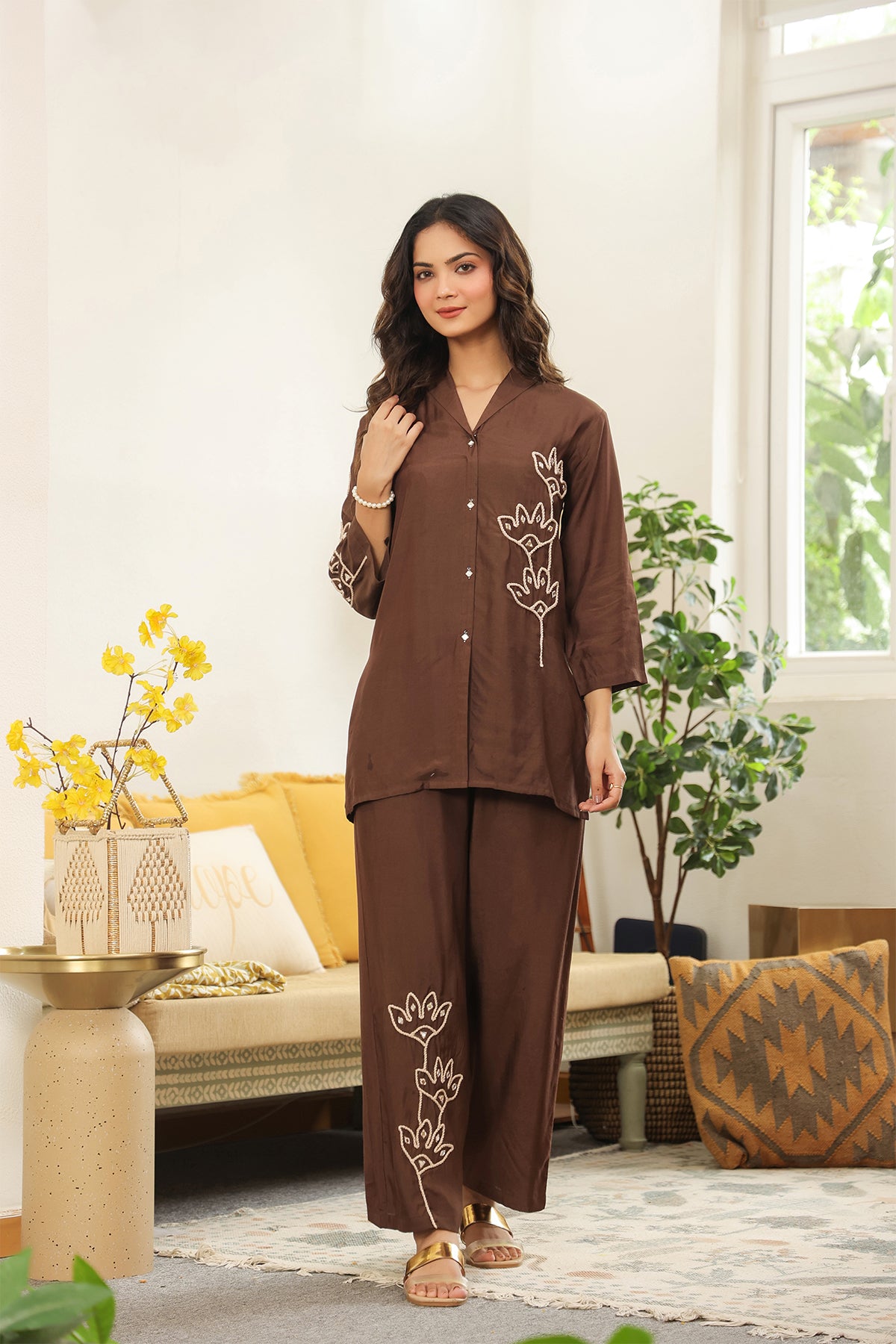 Brown Muslin Co-Ord Set