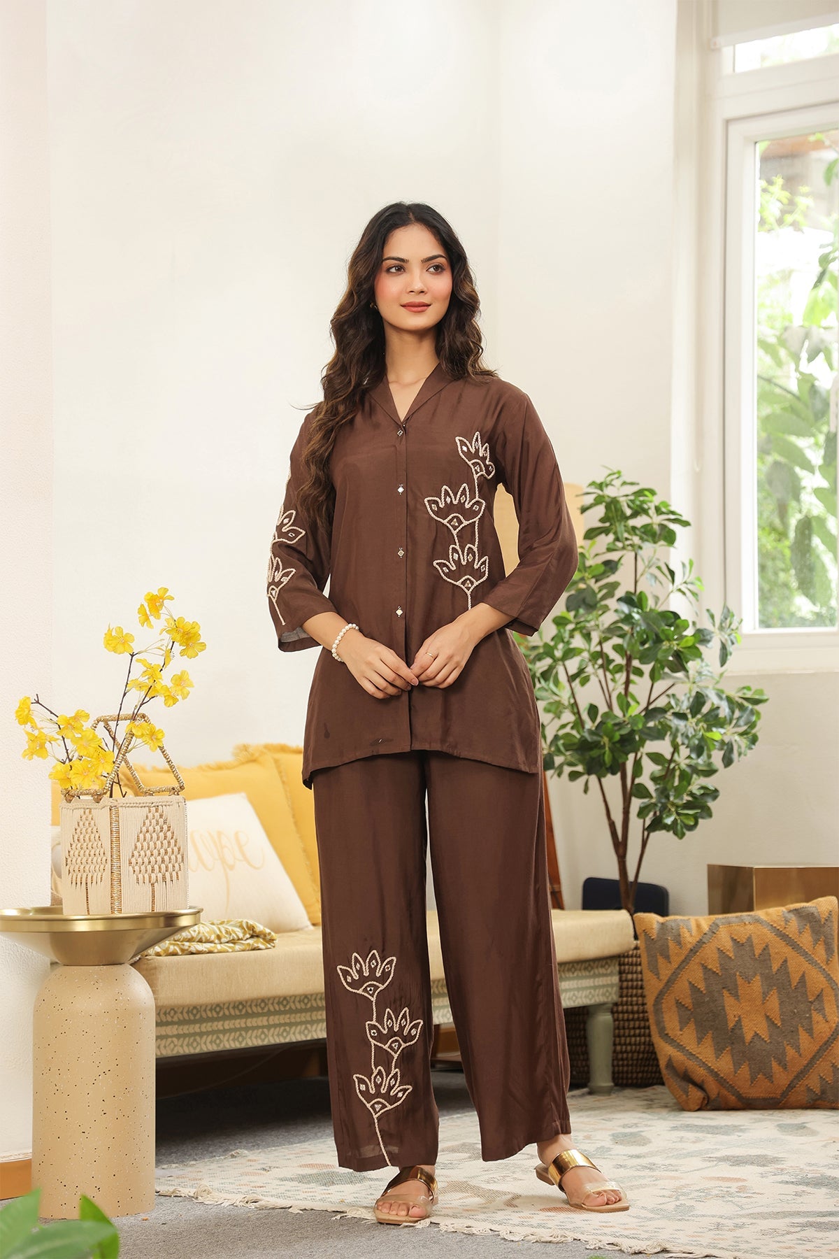 Brown Muslin Co-Ord Set