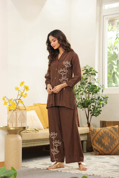 Brown Muslin Co-Ord Set