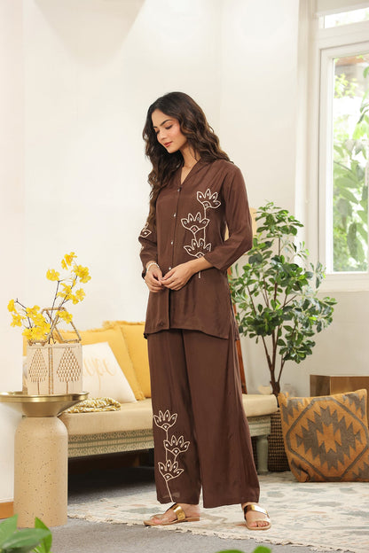 Brown Muslin Co-Ord Set