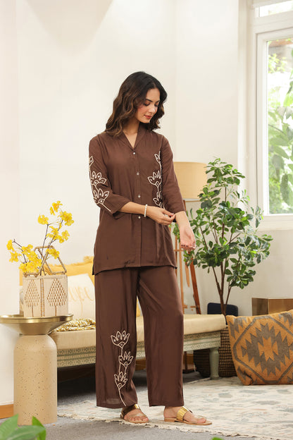 Brown Muslin Co-Ord Set