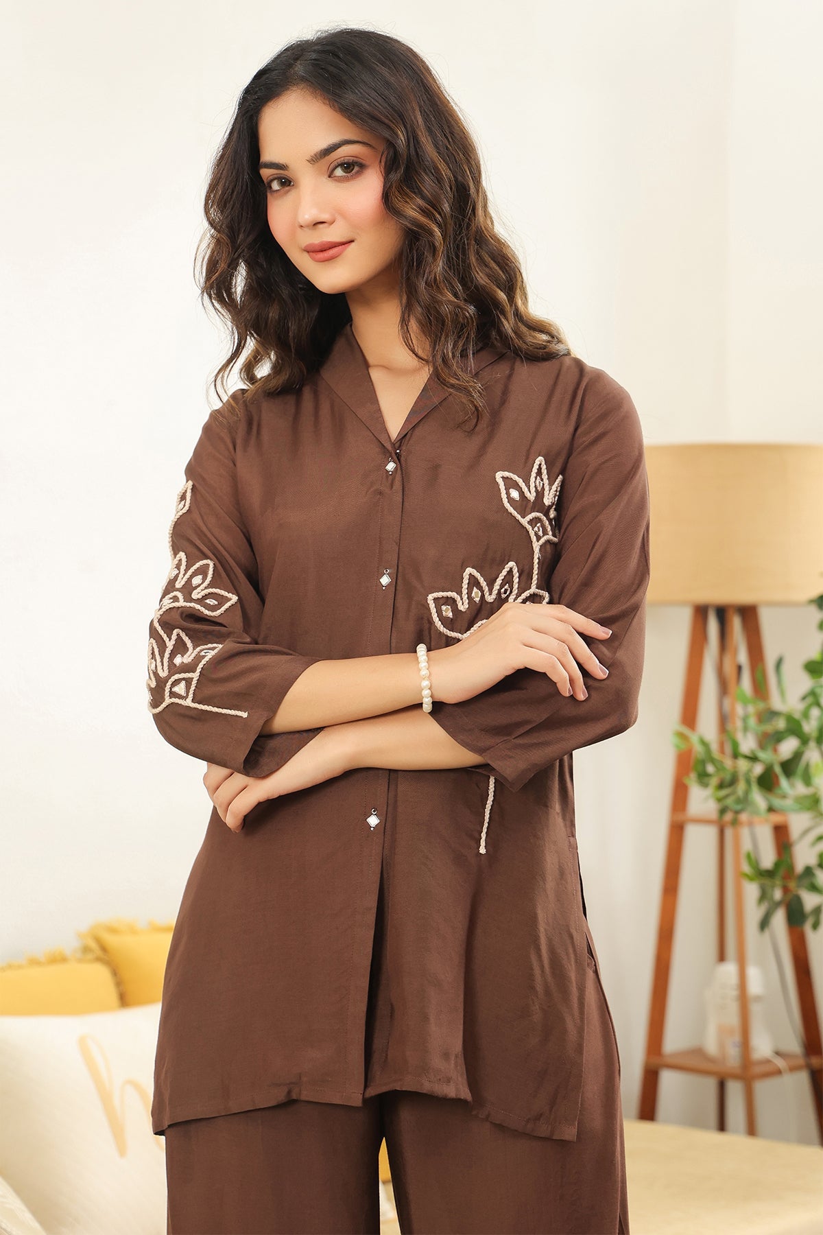 Brown Muslin Co-Ord Set
