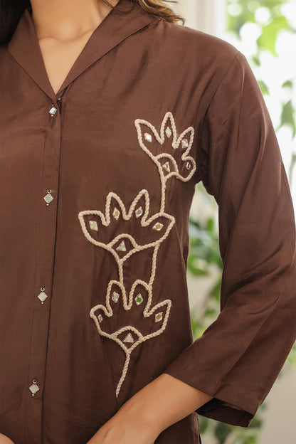 Brown Muslin Co-Ord Set