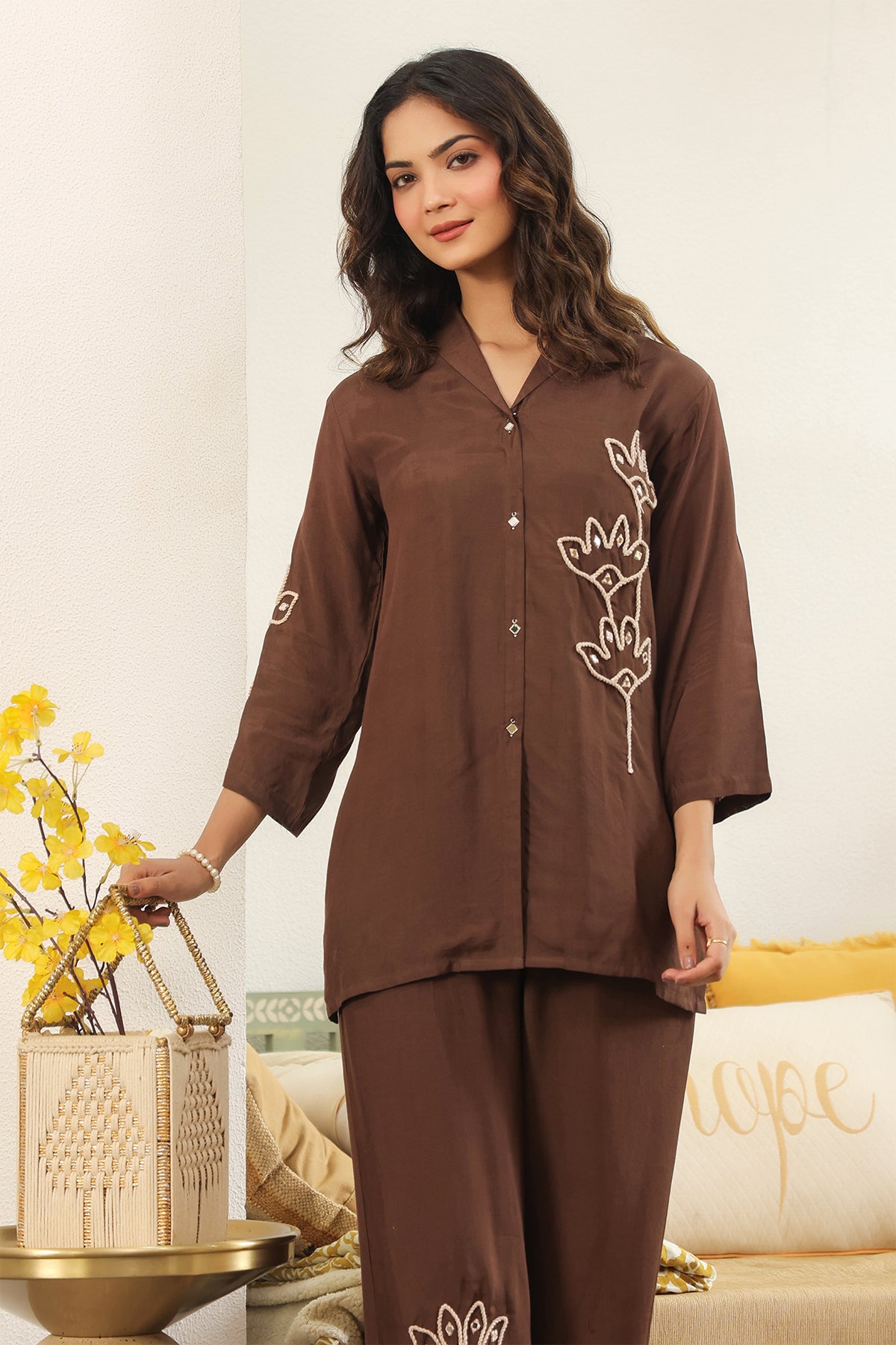 Brown Muslin Co-Ord Set