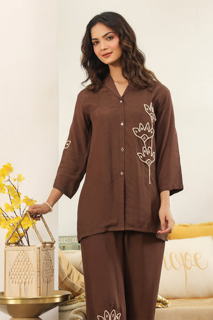 Brown Muslin Co-Ord Set