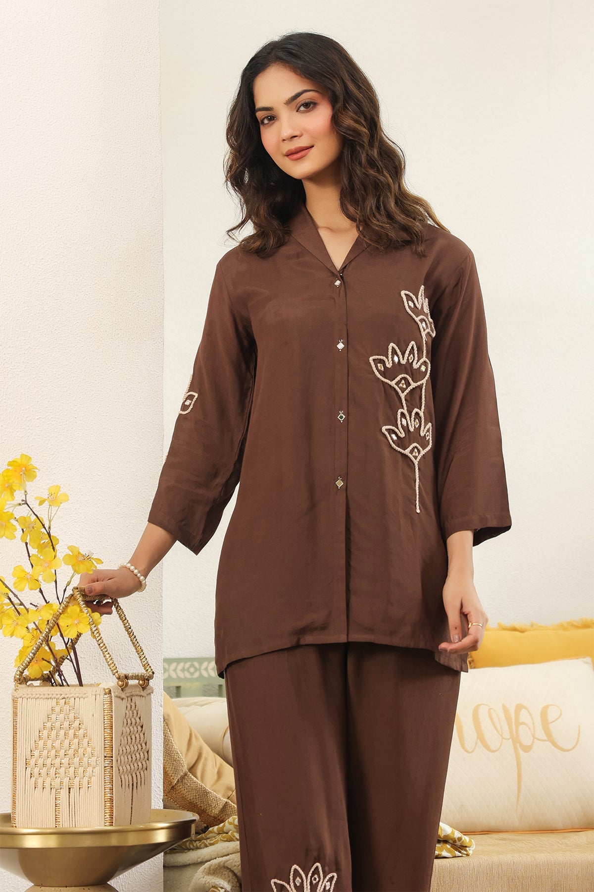 Brown Muslin Co-Ord Set