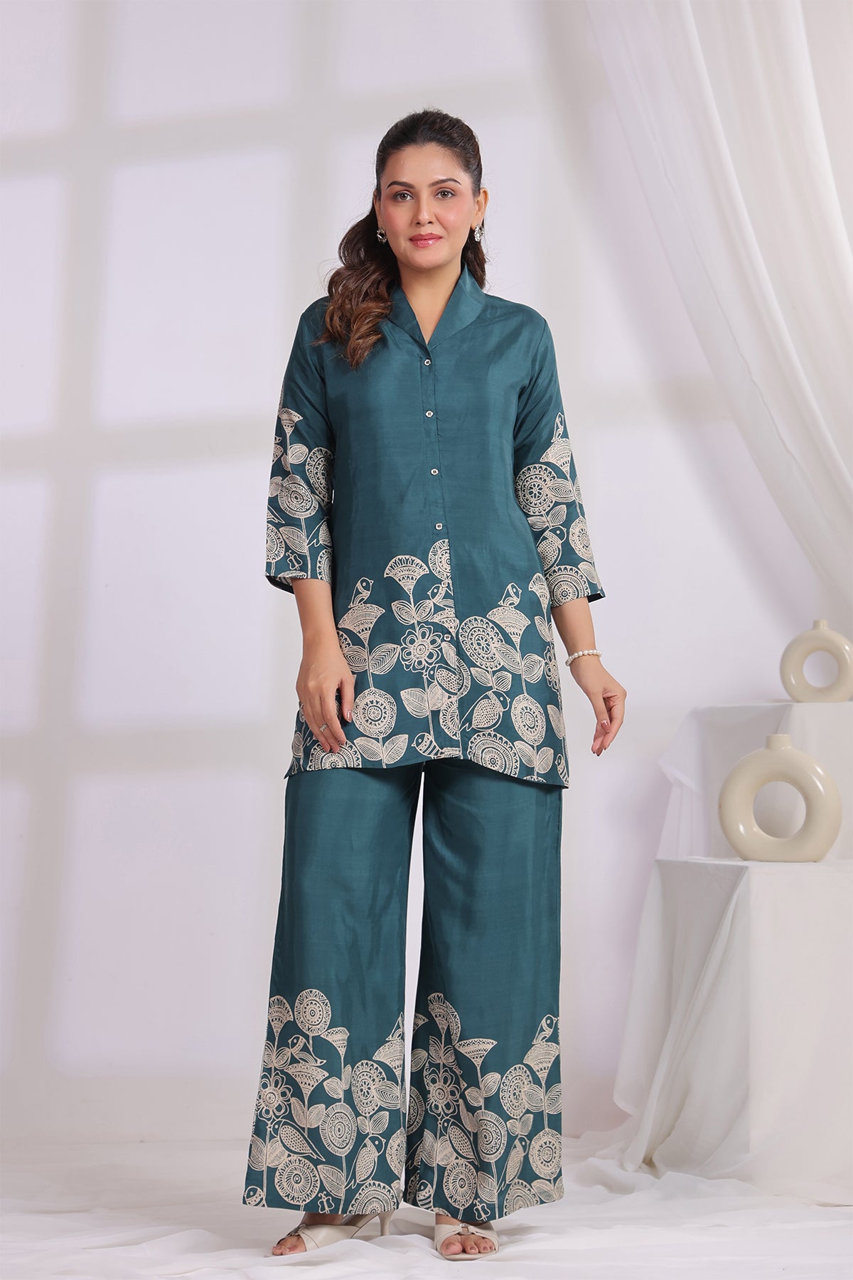 Green Russian Silk Co-Ord Set