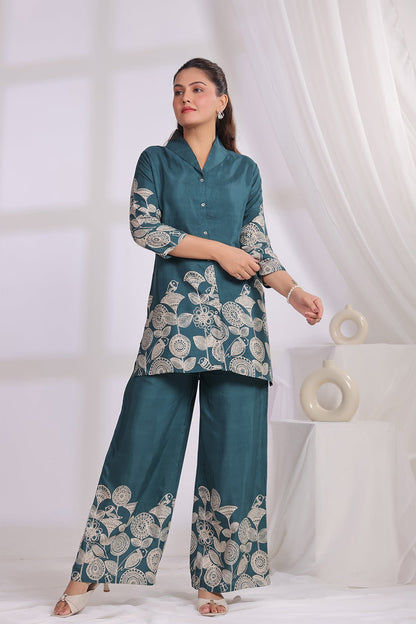Green Russian Silk Co-Ord Set
