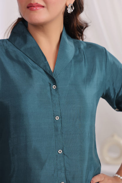 Green Russian Silk Co-Ord Set