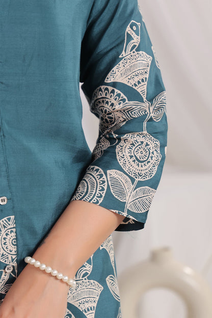 Green Russian Silk Co-Ord Set