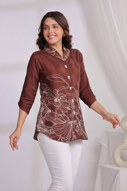 Brown Russian Silk Short Top