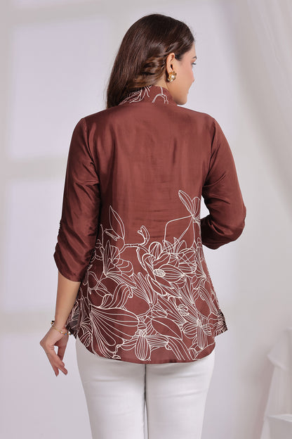 Brown Russian Silk Short Top