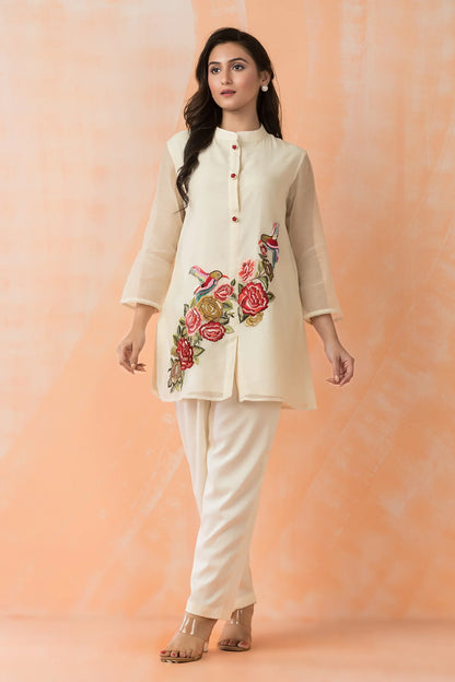 Embroidered Mul Chanderi Co-ord Set