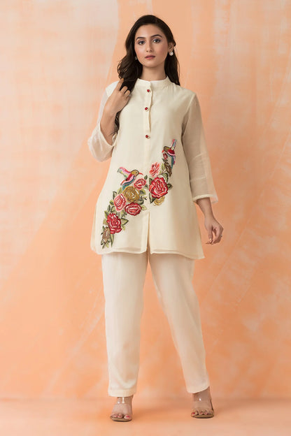 Embroidered Mul Chanderi Co-ord Set