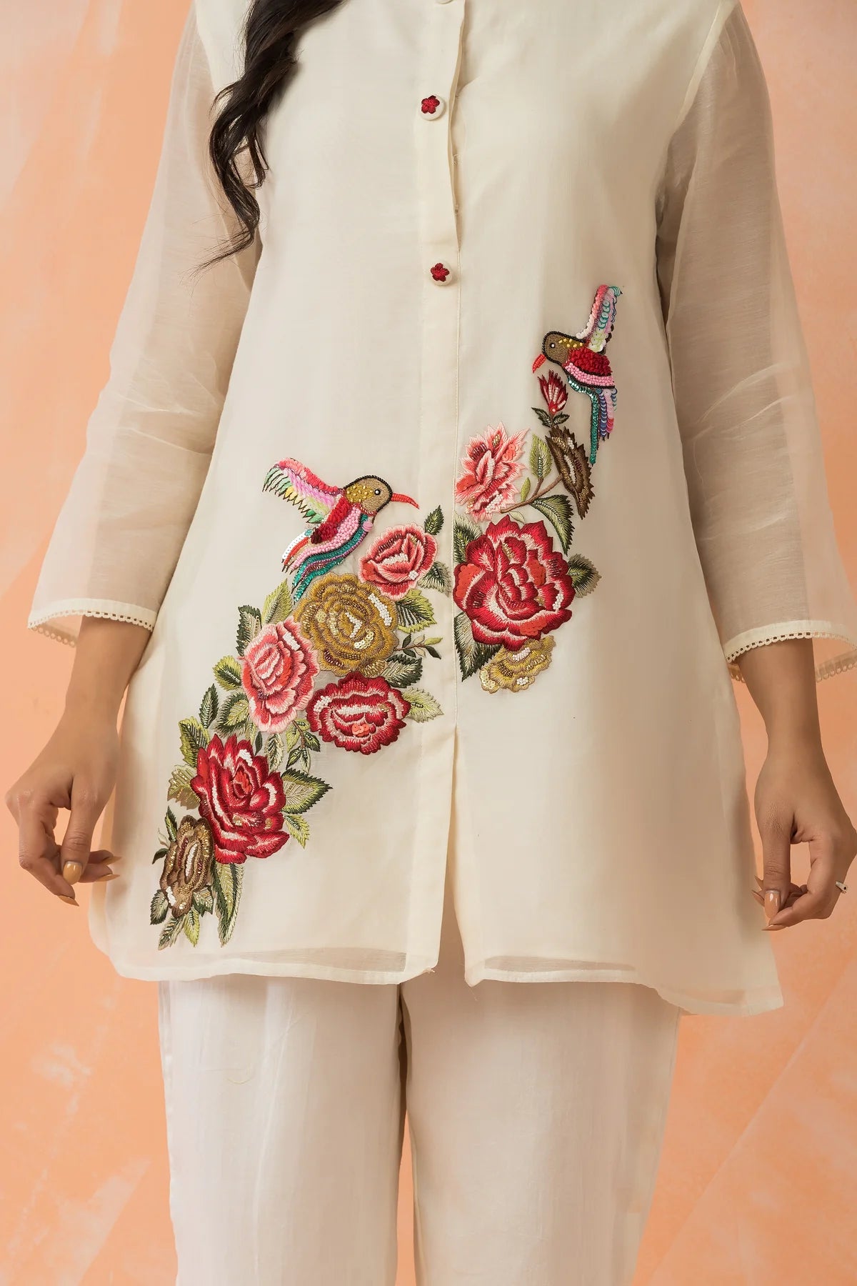 Embroidered Mul Chanderi Co-ord Set