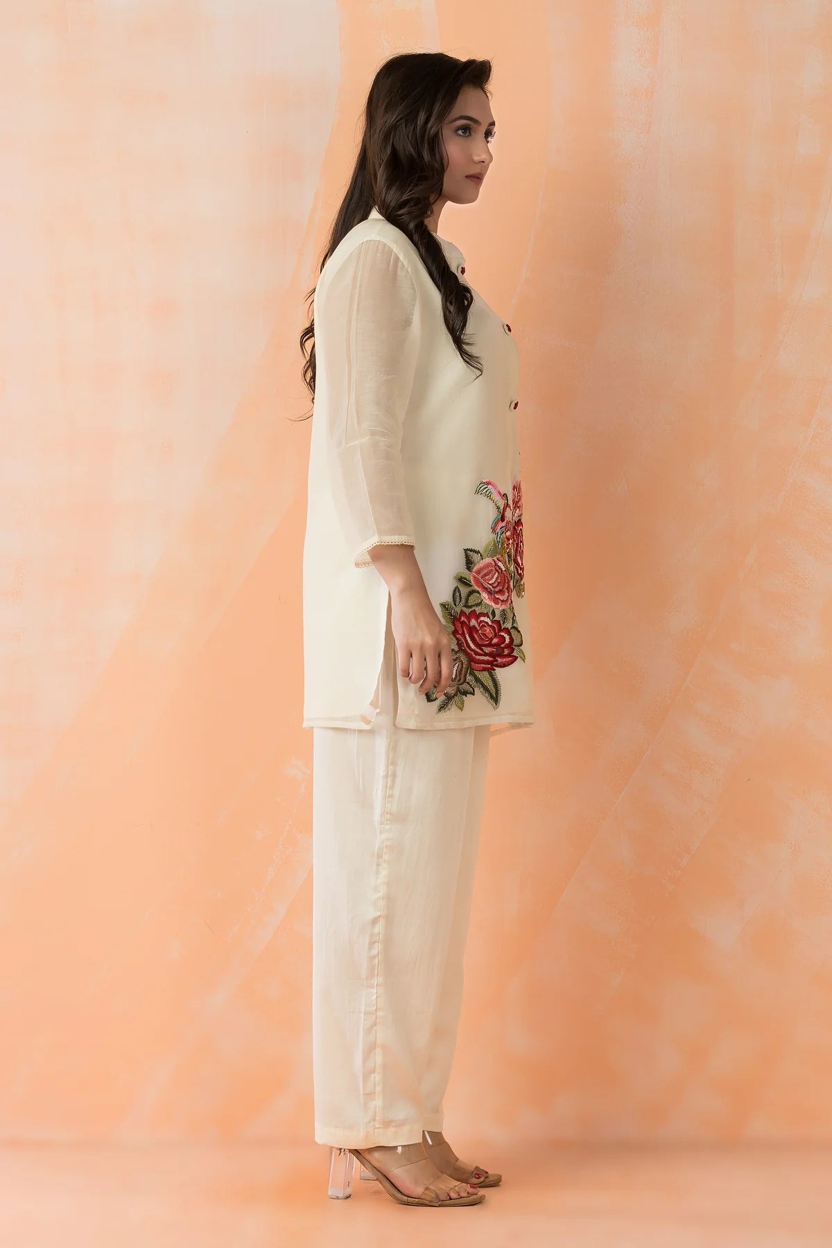 Embroidered Mul Chanderi Co-ord Set