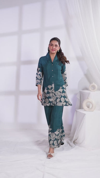 Green Russian Silk Co-Ord Set