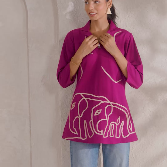 Wine Cotton Flex Top