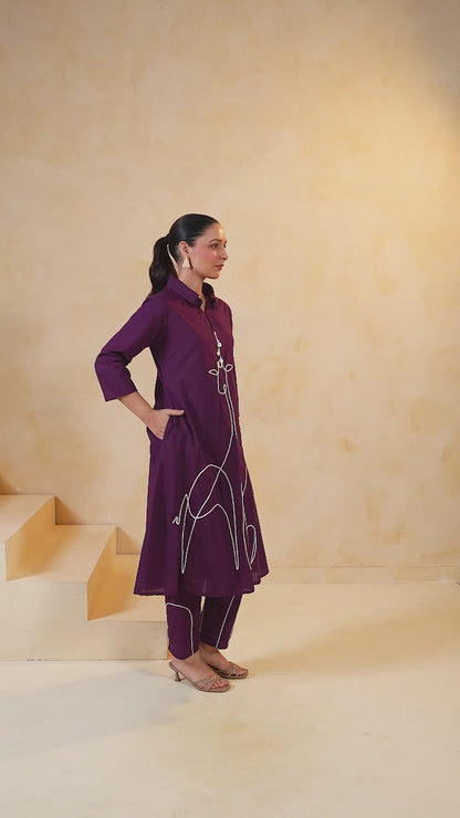 Purple Cotton Kurta Set