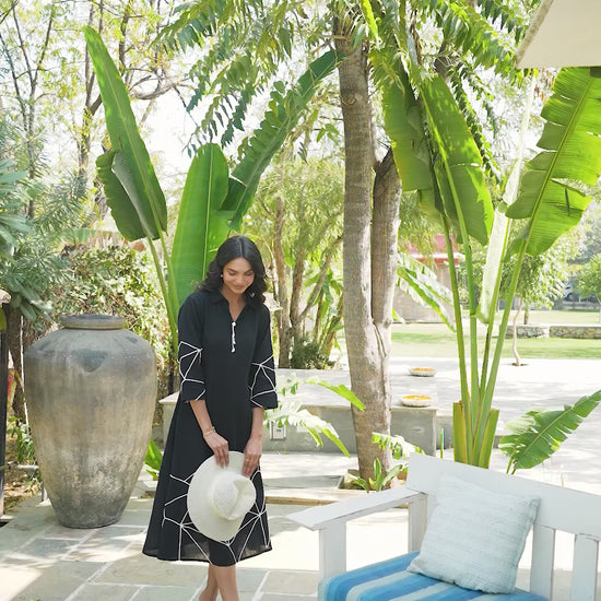 Black Cotton Flex Dress