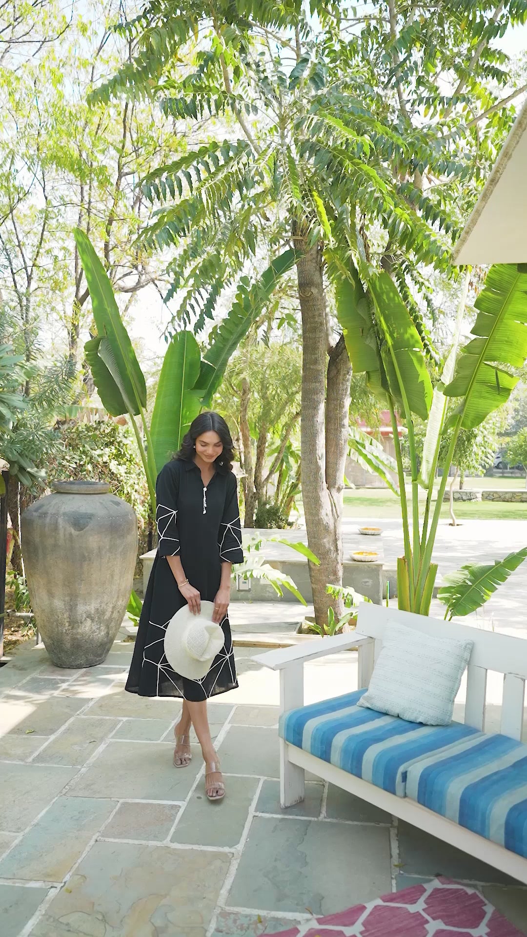 Black Cotton Flex Dress